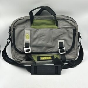Timbuk2 Messenger Bag Grey Green Small Laptop Briefcase 15 x 11.5 x 2.5 in